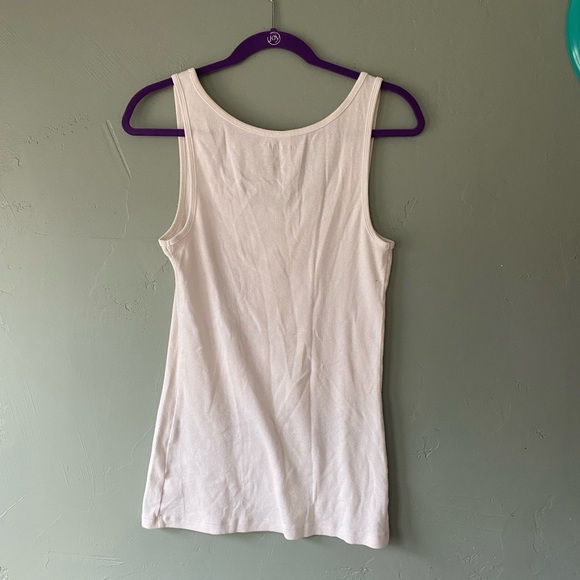 Stretchy white tank top with neon “Key West” and flamingo, size Large - Picture 3 of 7